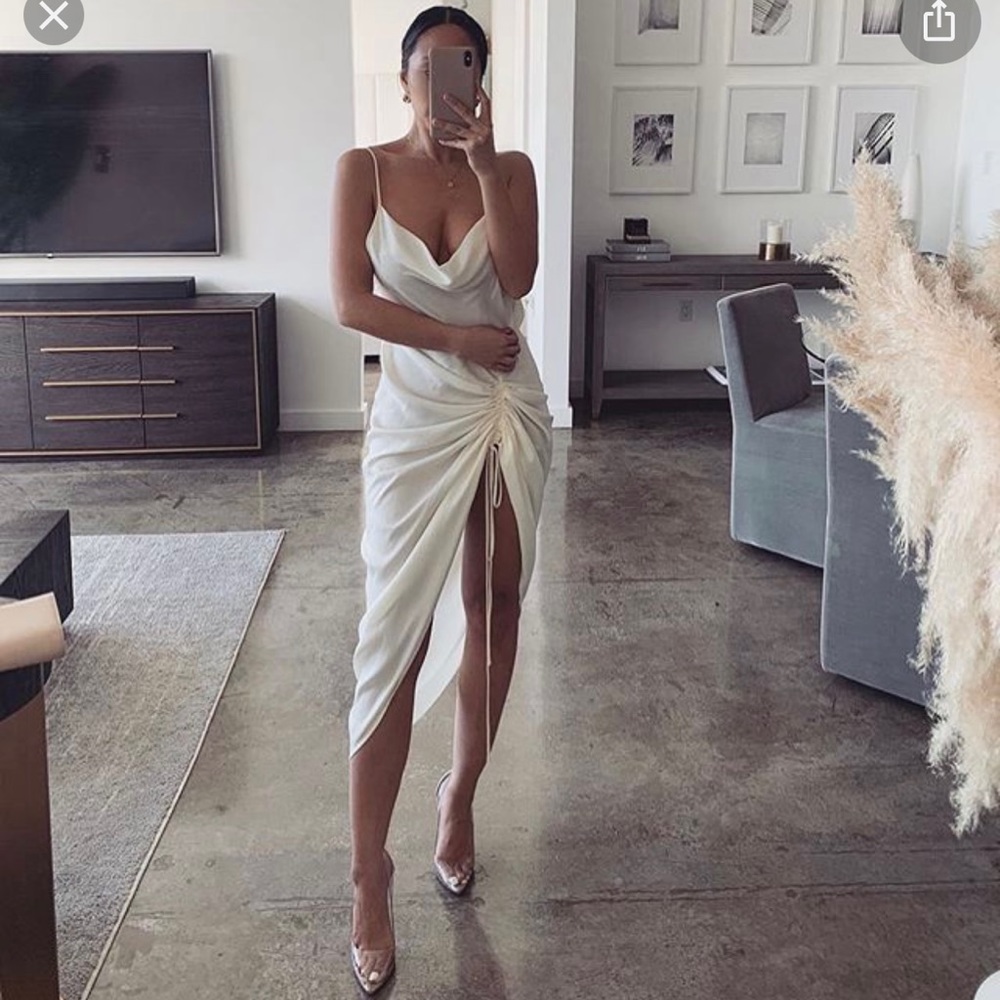 Jluxlabel Ania Satin Slip Dress ivory